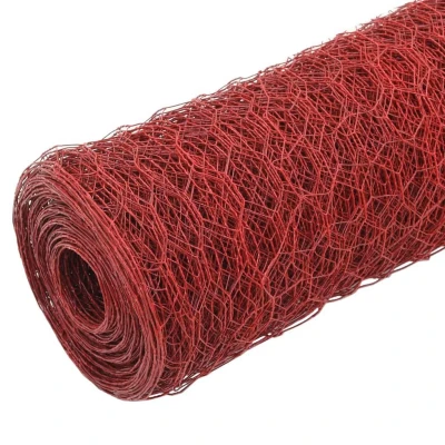 Afbeelding van Kippengaas 25x1 m staal met PVC coating rood