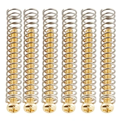 Afbeelding van Musiclily Ultra UNC#3 48X1.1 Inch Roestvrij Staal Humbucker Schroeven en Veren voor USA/Mexico Fender Strat stijl Elektrische Gitaar, Goud (Set van 6)