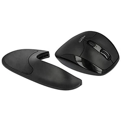 Afbeelding van DeLOCK ergonomische draadloze USB muis met polsondersteuner voor rechtshandigen 800 1600 DPI / zwart