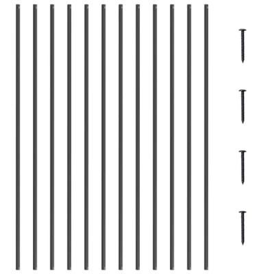 Afbeelding van VEVOR Metalen baluster voor trappen, 13 x 1118 mm, decoratieve relingstaven van aluminiumlegering, 11 stuks dekbalusters met schroeven, klassieke, holle, rechte dekbalustrade