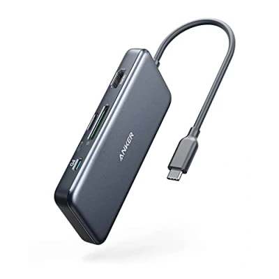 Afbeelding van Anker USB C hub, 341 adapter (7 in 1), 4K HDMI, 100W Power Delivery, en 2 A 5 Gbps datapoorten, microSD SD geheugenkaartsleuf, geschikt voor MacBook Air, Pro, XPS, enz.