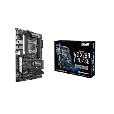 Afbeelding van ASUS WS X299 PRO/SE werkstation moederbord (ATX, Intel X serie, LGA 2066, 8x DDR4 2933 MHz, PCIe 3.0, SATA, U.2, M.2, NVME, Dual LAN, BMC)