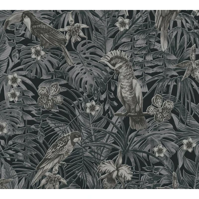 Afbeelding van AS Creation Greenery 37210 4 372104 Zwart / Grijs