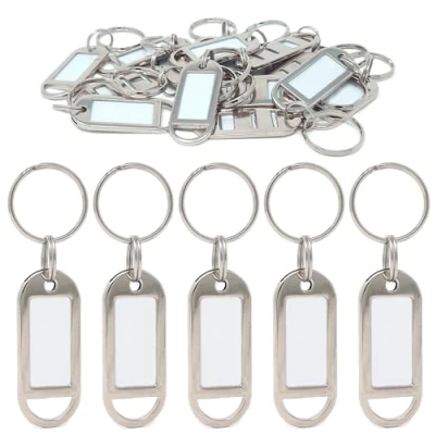 Afbeelding van Metalen sleutelhanger met inscriptie personaliseerbaar extreem stevig hanger ring voor sleutels, bagage en huisdieren (2)