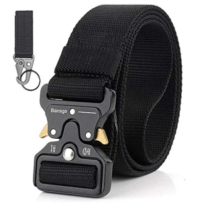 Afbeelding van Tactische Riem, Heavy Duty Verstelbare Nylon Riem in Militaire Stijl Met Zinklegering Gesp, Snelsluiting Tailleband(A zwart)