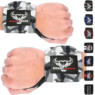 Afbeelding van BEAST RAGE Gewichtheffen Pols Wraps Spier Gebouw Prestaties Fitness Training Gym Bandjes Duim Loop Ondersteuning Stretchable Katoen Bandage Brace Manchet