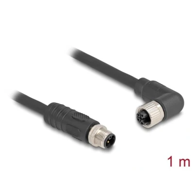 Afbeelding van Delock M12 Kabel L kodiert 4 Pin Stecker gerade zu Buchse rechts gewin