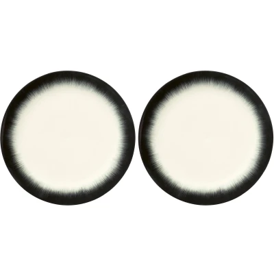 Afbeelding van Serax Dé Tableware By Ann Demeulemeester Dinerbord Ø28 Set Van 2 White/Black 4