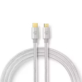 Afbeelding van Kabel USB 2.0 Type C male Micro B 2,0 m Aluminium Nedis