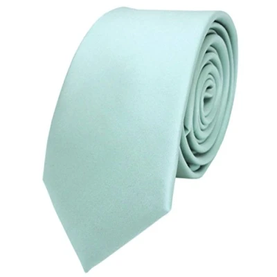 Afbeelding van TigerTie Herenstropdas smalle satijnen stropdas van 6 cm in effen design, ideaal voor zakelijke afspraken, feestelijke gelegenheden en vrije tijd, mint lichtmint groen, Krawattengröße: ca. Länge 150