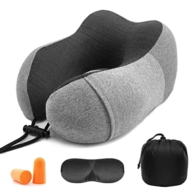 Afbeelding van Newaner Comfy reiskussen, vliegtuigkussen, autokussen, reiskussen van traagschuim, volwassenen, grijs