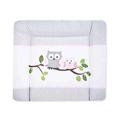 Afbeelding van Julius Zöllner® aankleedkussen 85 x 75 cm zachte aankleedmat baby folie, waterdicht en afwasbaar Made in Germany Oeko Tex Standard 100 uilen roze