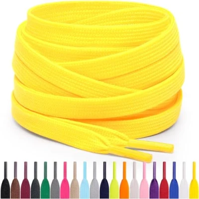 Afbeelding van Miscly Platte Schoenveters, Meerdere Lengtes en Kleuren Beschikbaar (Geel, 137 cm)