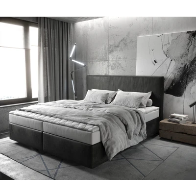Afbeelding van bed Dream Well Antraciet Vintage 180x200 cm Microvezel stof met matras en topper boxspring