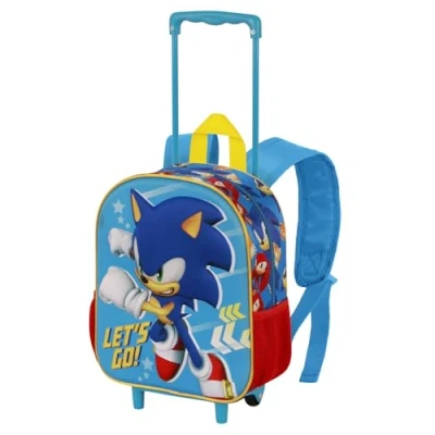 Afbeelding van Sonic The Hedgehog SEGA Go Small 3D rugzak met wielen, blauw, 26 x 34 cm, inhoud 7 l, Blauwe Sonic, Eén maat, Kleine wielen