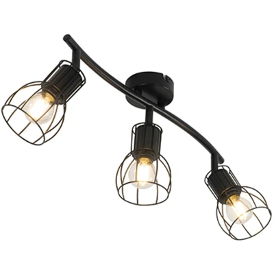 Afbeelding van QAZQA Moderne plafondlamp zwart 63 cm 3 lichts verstelbaar Botu