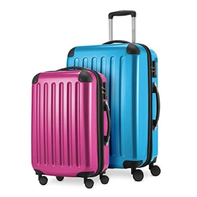 Afbeelding van HAUPTSTADTKOFFER Alex 2 delige Kofferset harde schaal glanzend, middelgrote koffer 65 cm + handbagage 55 cm, 74 42 liter, TSA, cyaanblauw magenta,