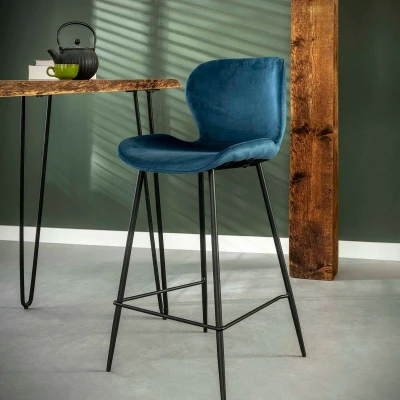 Afbeelding van Fraaai Verona barstoel 67cm blauw Stof