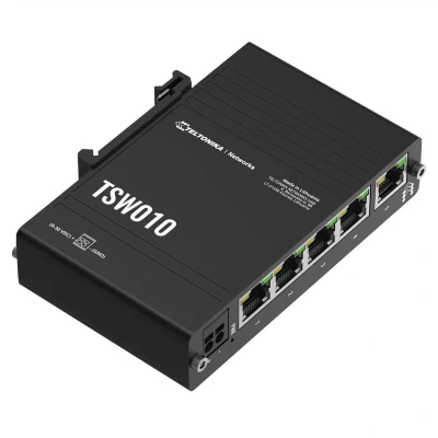 Afbeelding van Teltonika TSW010 DIN Rain Switch 5 x Fast Ethernet (10/100) Power over (PoE) Zwart