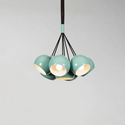 Afbeelding van Krasiva 7 lichts hanglamp bollen Wit en Turquoise Metaal Menzzo