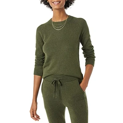 Afbeelding van Amazon Essentials Dames Classic Fit Soft Touch Lange Mouw Crewneck Trui, Donker Olijf, XS