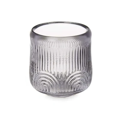 Afbeelding van Kaarshouder Strepen Grijs Kristal 9 x 9,5 cm (12 Stuks)