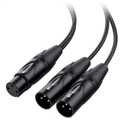 Afbeelding van Cable Matters XLR splitterkabel, vrouwelijk naar 2 mannelijke Y kabel, 45 cm, microfoonpatch, dual mannelijk, 3 pins audio adapter