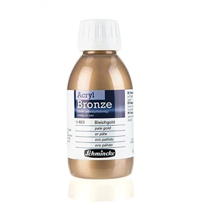 Afbeelding van Schmincke acryl brons, licht goud, 150 ml, 15 823 020, glanzende metallic effecten op schilderijen, papier, canvas, hout, metaal, kunststof, gips