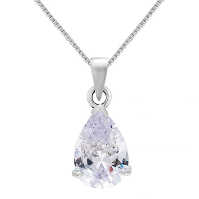 Afbeelding van Zilveren ketting vrouw ketting, opengewerkt infinity teken met druppelvormig kristal