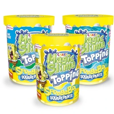 Afbeelding van CRAZE 3 flessen Magic Slime Topping SpongeBob Fantasy Ocean slijm voor kinderen, elke doos bevat 70 ml en twee toppings