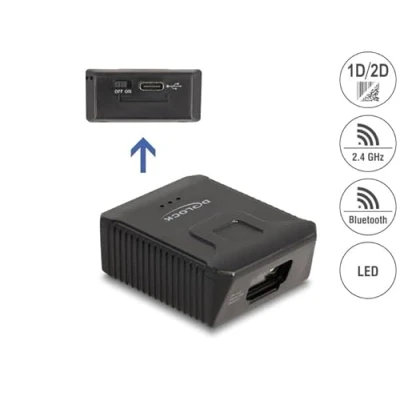 Afbeelding van Delock Draagbare barcodescanner 1D en 2D met 2.4 GHz of Bluetooth (1D streepjescodes, streepjescodes), Barcode scanner, Zwart