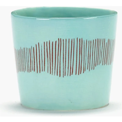 Afbeelding van Serax Yotam Ottolenghi Feast espressokopje 15cl azureswirl stripes rood (set van 4)