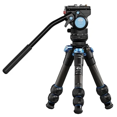 Afbeelding van SIRUI AM 223L+VA 5 Koolstofvezel Mini Videostatief met nivellerende basis, VA gladde videovloeistofkop, draagbaar bureaustatief voor camera en camcorder, gevouwen hoogte 31 cm, maximale belasting 3
