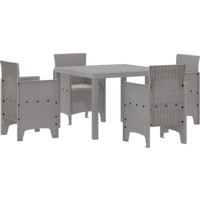 Afbeelding van vidaXL 5 delige Tuinset met Kussens Lichtgrijs Poly Rattan