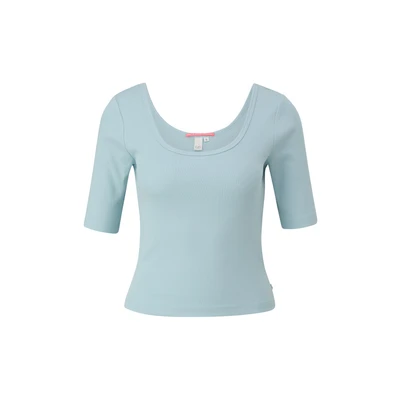 Afbeelding van QS MIT Tiefem Rundhalsausschnitt Tshirt basic, Dames, Maat: Medium, Helles türkis