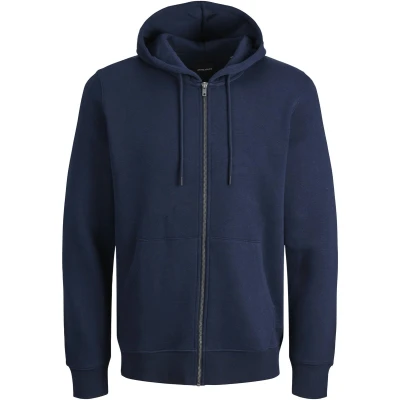 Afbeelding van JACK &amp; JONES Star basic sweat zip hood regular fit heren sweatvest katoenmengsel met capuchon blauw Maat: L