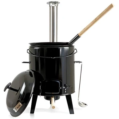 Afbeelding van BBQ Toro Goulashkanon, goulashketel, eenpansoven, Hongaarse ketel, goulashpan, 17 liter, geëmailleerd, met deksel, voor de outdoor keuken