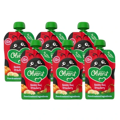 Afbeelding van Olvarit 12m+ Banaan Kiwi Aardbei Multi verpakking 6x100GR