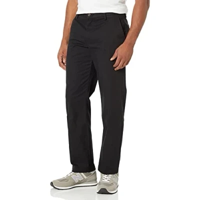 Afbeelding van Amazon Essentials Heren straight fit kreukbestendige platte chino broek, zwart, 34 W x 30 l