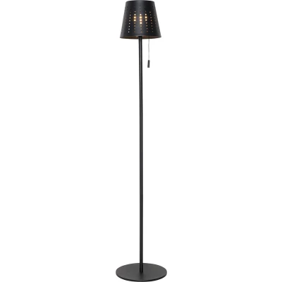 Afbeelding van QAZQA Buiten vloerlamp zwart incl. LED 3 staps dimbaar op solar