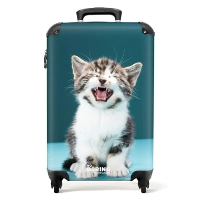 Afbeelding van NoBoringSuitcases.com® Handbagage koffer kitten Kind koffertje 55x35x25