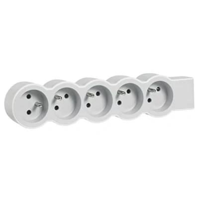 Afbeelding van LEGRAND STANDAARD CONTACTDOOS 5X2P + PENAARDE ZONDER SNOER WIT GRIJS