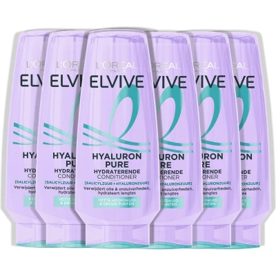 Afbeelding van L&#039;Oréal Paris Elvive Hyaluron Pure Conditioner Voor vette hoofdhuid en droge punten Met Salicylzuur + Hyaluronzuur 6x200ML