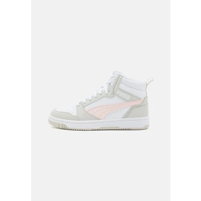 Afbeelding van Puma Rebound V6 MID JR Sneakers hoog voor kinderen, Maat: 38.5, White/frosty pink/sedate gray Schoenen