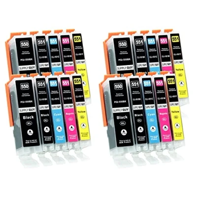Afbeelding van Supply Guy 20 Inktpatronen met chip compatibel Canon PGI 550 CLI 551 voor Pixma IP7250 IX6850 MG5450 MG5550 MG5650 MG5655 MG6450 MG6650 MX725 MX925