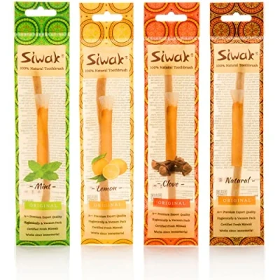 Afbeelding van Kruidnagelsmaak Gearomatiseerde Miswak Premium Kwaliteit Natuurlijke Tandenborstel. Siwak Origineel tandenborstelhout voor tandenpoetsen en lichter maken. Stopt bloedend tandvlees