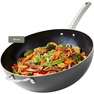 Afbeelding van ISENVI Murray keramische wokpan 28 CM RVS greep Antraciet Keramisch 100% PFAS, PTFE en PFOA vrij