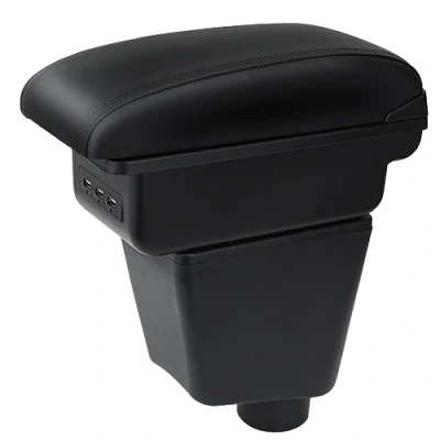 Afbeelding van Auto Armsteun Voor Captur Kaptur 2013 2017 Dubbellaags Console Center Grote Opbergdoos met 3 Usb poort Opladen Zwart Stiksels