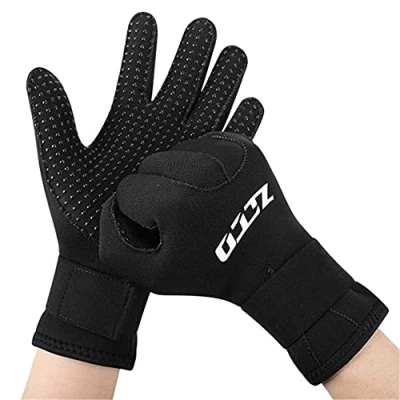 Afbeelding van ZCCO Neopreen duikhandschoenen, 3 mm/5 mm, dubbellaagse thermische combinatiehandschoenen met elastische pols en slipweerstandsdeeltjes (5 S)