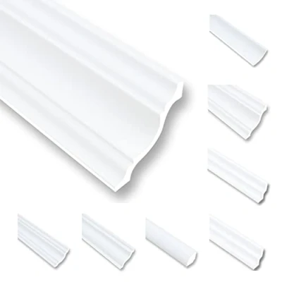 Afbeelding van 4 m plafondlijsten van piepschuim XPS, stuclijsten, eindlijst, plafond, wit, 80 x mm, sierlijst, voordeelpakket NK80